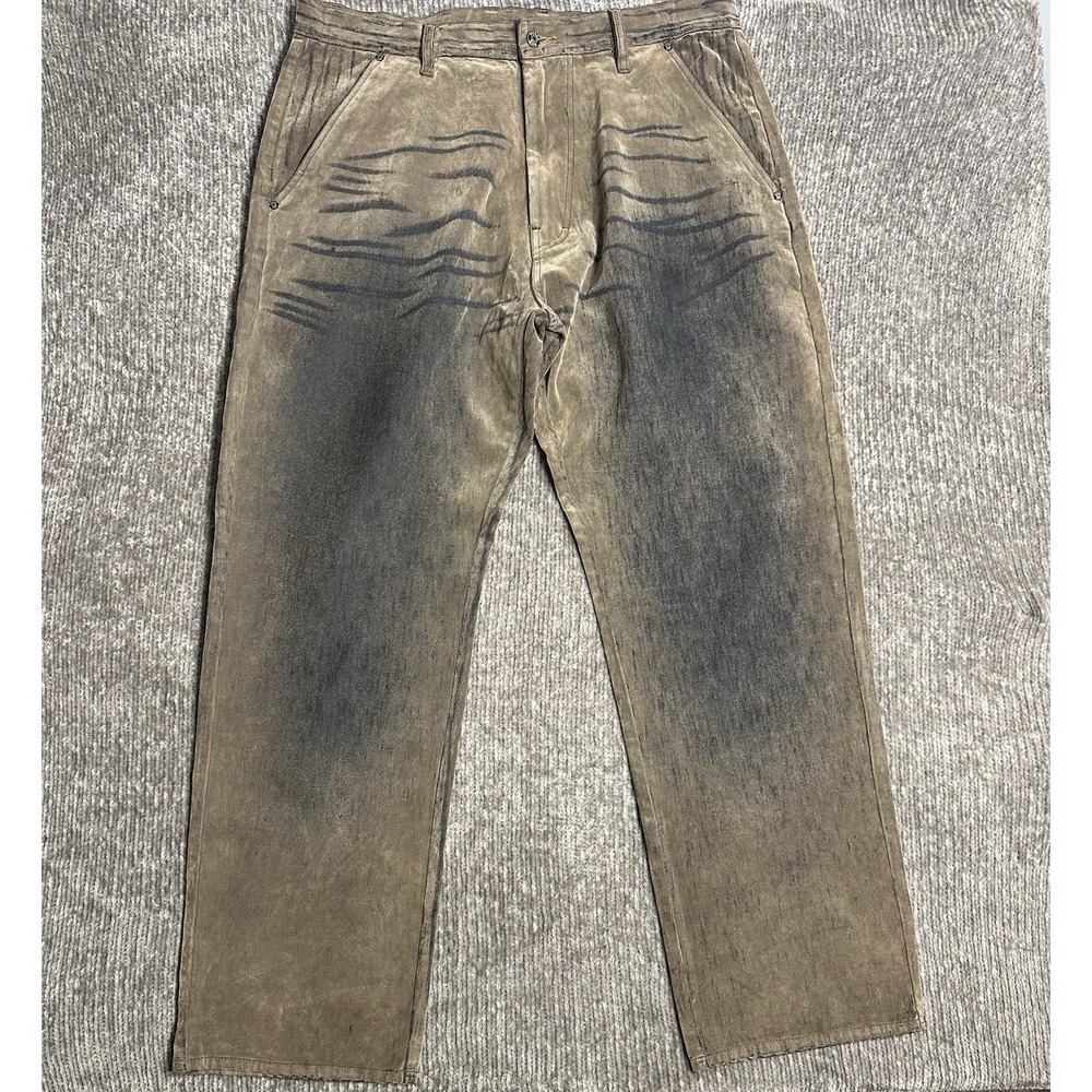 Mecca Jeans Mens 40 Frosty Comfort Fit Brown Black Denim Baggy Rare Pants